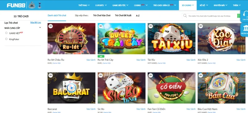 Thông tin chung về sảnh chơi 3D Casino tại Fun 88 Thông tin chung về sảnh chơi 3D Casino tại Fun 88