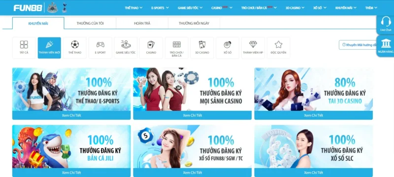 Khuyến mãi dành cho thành viên mới tại Fun88 Khuyến mãi dành cho thành viên mới tại Fun88