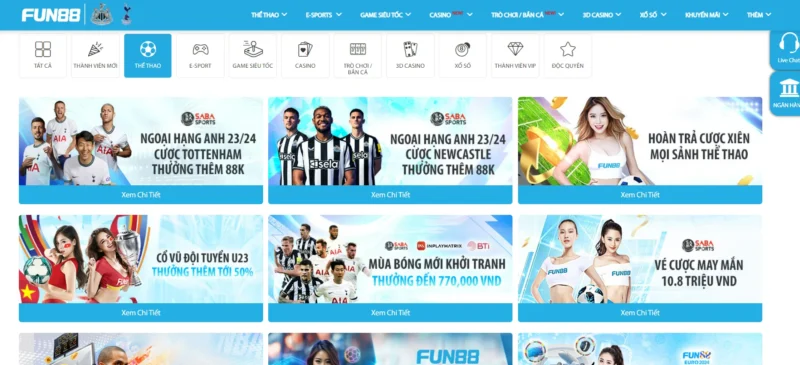 Nhiều ưu đãi hấp dẫn khi đến Fun88 đăng nhập sảnh Sports Nhiều ưu đãi hấp dẫn khi đến Fun88 đăng nhập sảnh Sports