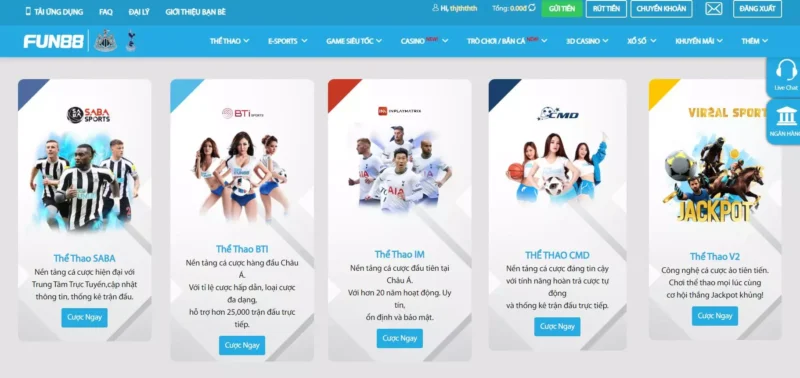 Tổng hợp tất cả các sảnh thể thao tại Fun88 mà anh em cược thủ nên biết Tổng hợp tất cả các sảnh thể thao tại Fun88 mà anh em cược thủ nên biết