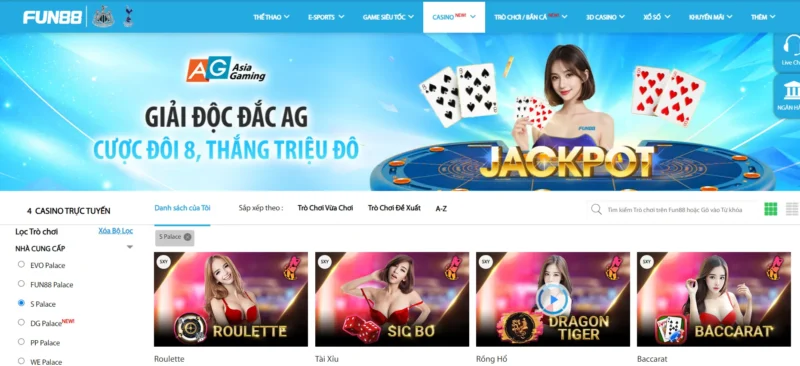 Ưu đãi ngập tràn tại sảnh S PALACE của Fun88 đăng nhập Ưu đãi ngập tràn tại sảnh S PALACE của Fun88 đăng nhập
