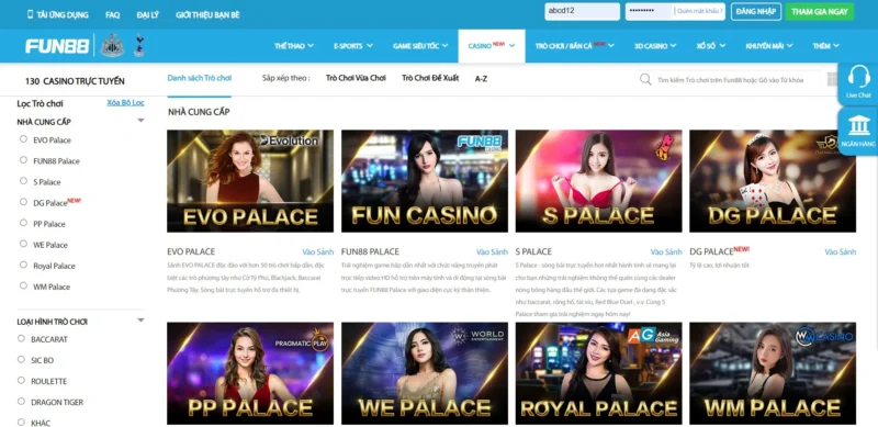 Hướng dẫn các bước truy cập vào Live Casino tại Fun 88 Hướng dẫn các bước truy cập vào Live Casino tại Fun 88
