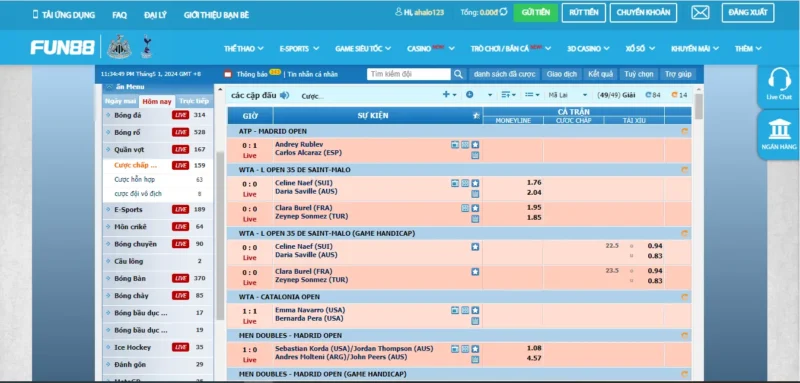 Cá cược Tennis CMD tại Fun88 Cá cược Tennis CMD tại Fun88