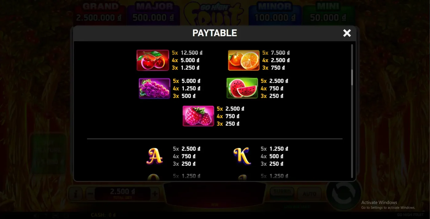 Hệ số thưởng slot tiệc trái cây Screenshot 2024 07 01 195429