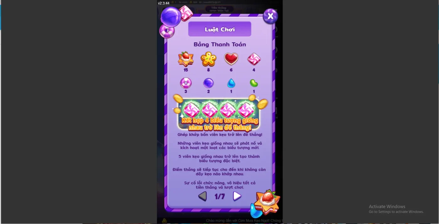 Luật chơi game slot Cơn mưa kẹo ngọt Screenshot 2024 07 04 220432