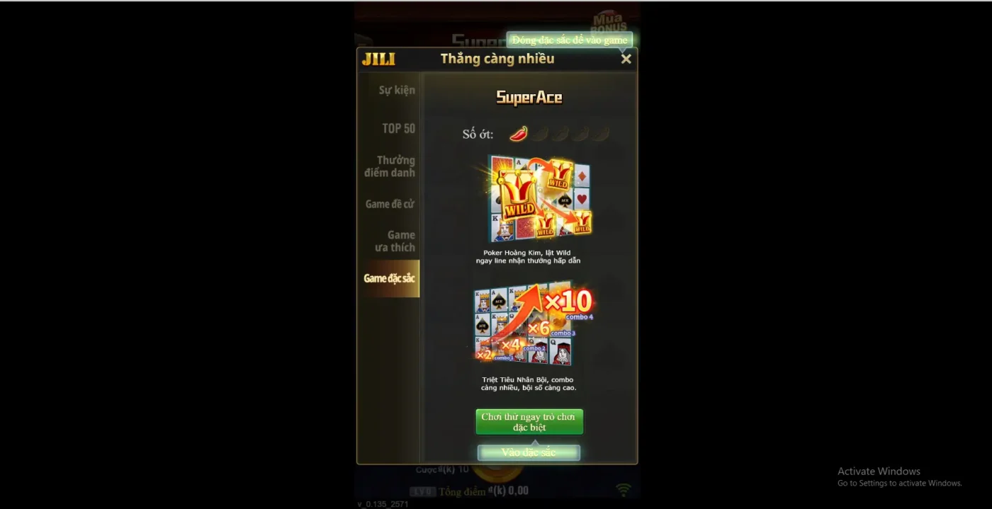 Hướng dẫn chơi slot Siêu Cấp Ace Screenshot 2024 07 05 224459